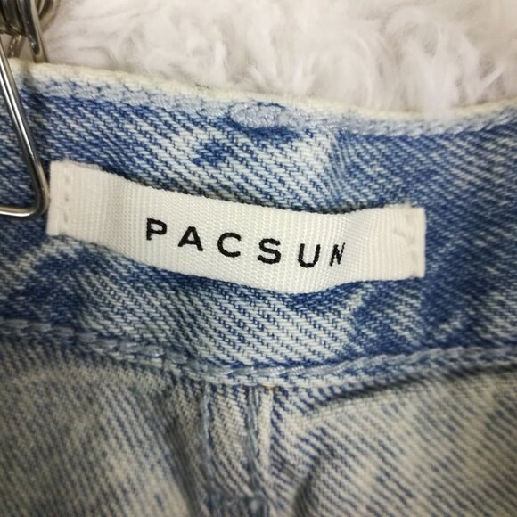 Pacsun Womens Shorts High Rise Rolled Denim Blue Button Fly Light Wash 25 - Picture 9 of 11